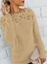 V Neck Casual Plain Yarn/Wool Yarn Sweater