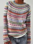 Yarn/Wool Yarn Abstract Casual Crew Neck Sweater