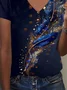 Women Casual Summer Feather Pattern No Elasticity Daily Loose Jersey Regular Regular T-shirts