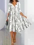 V Neck Floral Loose Casual Dress