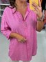 Women's Striped Cotton And Linen V Neck Daily Casual Top