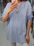 Women's Striped Cotton And Linen V Neck Daily Casual Top