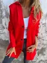 Solid Color Casual Single Breasted Hooded Jacket