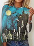 Casual Crew Neck Loose Halloween T-Shirt