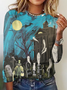 Casual Crew Neck Loose Halloween T-Shirt