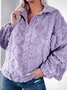 Zipper V Neck Loose Casual Sweatshirt