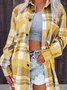 Casual Pocket Stitching Plaid Loose Shirt