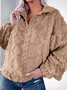Zipper V Neck Loose Casual Sweatshirt