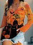 Halloween V Neck Loose Casual T-Shirt
