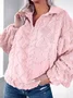 Zipper V Neck Loose Casual Sweatshirt