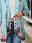 Floral printed casual women's cardigan