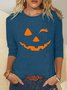 Cotton-Blend Halloween Casual Blouse