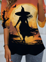 Women's Long Sleeve T-shirt Spring/Fall Pink Halloween Jersey Crew Neck Daily Going Out Casual Top