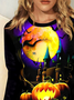 Crew Neck Halloween Jersey Casual T-Shirt
