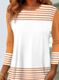 Halloween striped printed casual round neck women's T-shirt