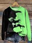 Casual Crew Neck Halloween Loose Sweatshirt