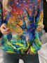 Casual Loose Crew Neck Abstract Sweatshirt
