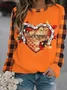 Thanksgiving printed round neck pullover sweatshirt