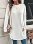 Loose Plain Casual Daily Jersey Long Sleeve Blouse