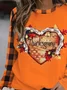 Thanksgiving printed round neck pullover sweatshirt