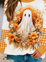 Crew Neck Halloween Casual Raglan Sleeve Sweatshirt