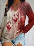 Halloween V Neck Loose Casual T-Shirt
