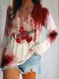Halloween V Neck Loose Casual T-Shirt