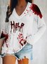 Halloween V Neck Loose Casual T-Shirt