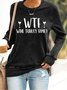 Text Letters Casual Crew Neck Loose Sweatshirt
