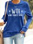 Text Letters Casual Crew Neck Loose Sweatshirt