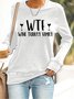 Text Letters Casual Crew Neck Loose Sweatshirt