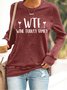 Text Letters Casual Crew Neck Loose Sweatshirt