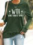 Text Letters Casual Crew Neck Loose Sweatshirt