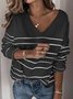 Casual Yarn/Wool Yarn Striped Loose Sweater