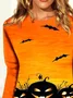 Halloween Pumpkin Round Neck Long Sleeve Women's T-shirt