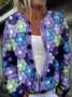 3D Printing Floral Knitted Crew Neck Casual Cardigan