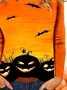 Halloween Pumpkin Round Neck Long Sleeve Women's T-shirt