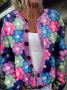 3D Printing Floral Knitted Crew Neck Casual Cardigan