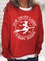 Witch print round neck women's pullover sweatshirt