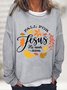 Thanksgiving  Fall For Jesus He Never Leaves Crew Neck Sweatshirt