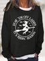 Witch print round neck women's pullover sweatshirt