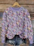 Small flower knitted round neck sweater