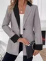 Casual Loose Color Block Shawl Collar Blazer