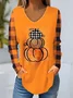 Halloween Pumpkin Grid V-neck Women's T-shirt