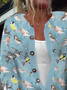 Bird Printed Casual Cardigan