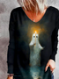 Halloween Loose V Neck Casual Blouse