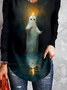Halloween Loose V Neck Casual Blouse