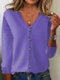 Casual Wool/Knitting Plain Cardigan