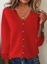 Casual Wool/Knitting Plain Cardigan