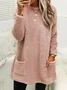 Women's Crew Neck Casual Midi H-Line Fluff Dress